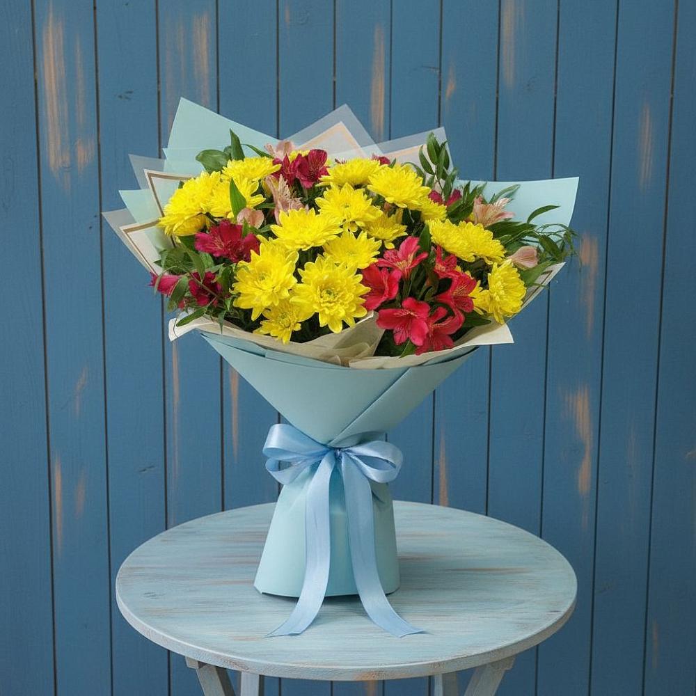 Букет цветов из: Альстромерии и Хризантемы в Заболотье