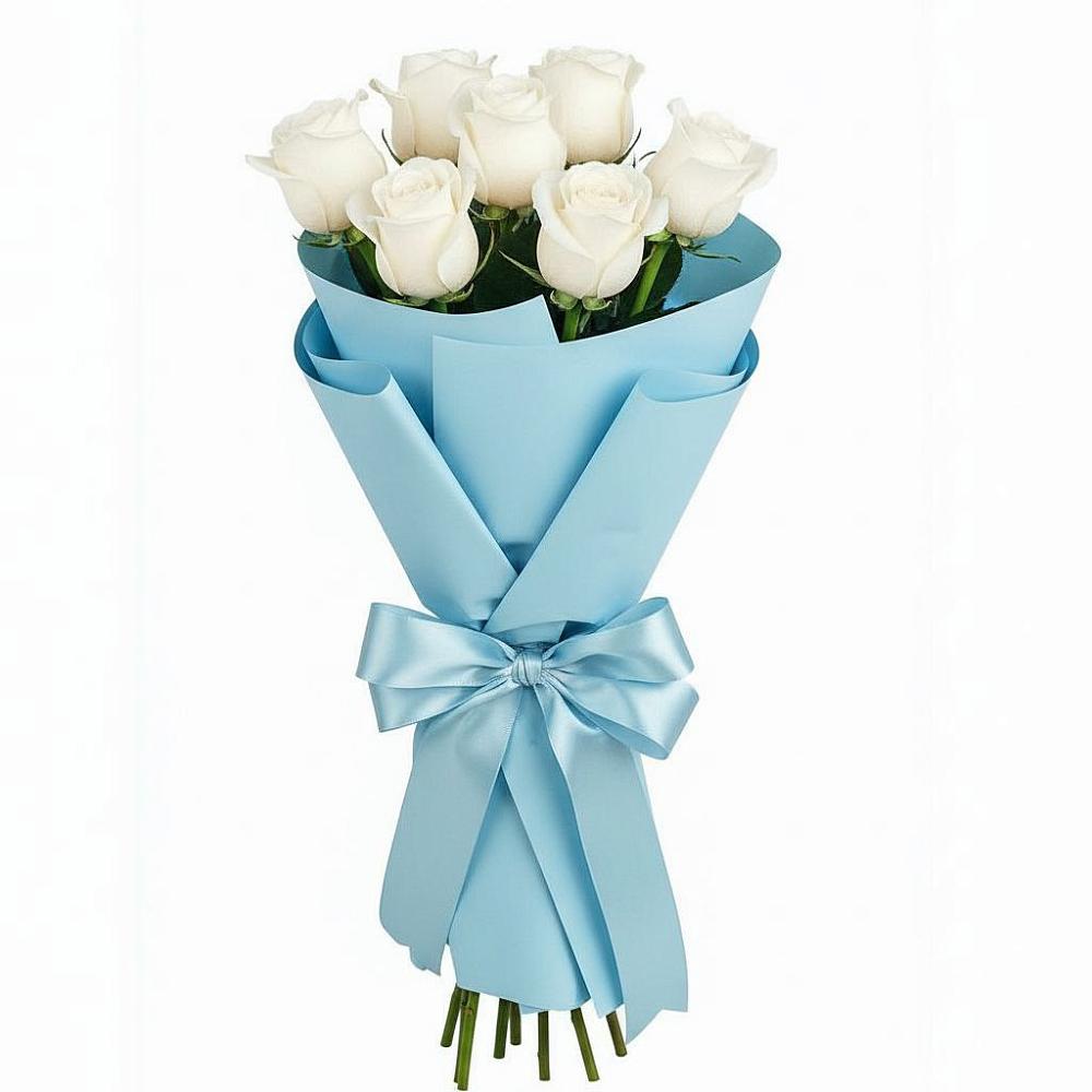 Букет 7 белых роз Проуд в Заболотье