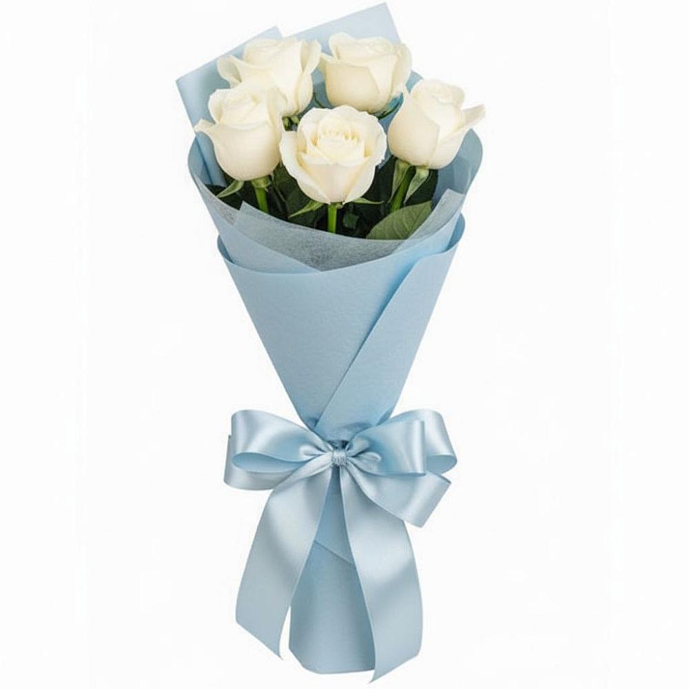 Букет 5 Белых роз Проуд в Заболотье