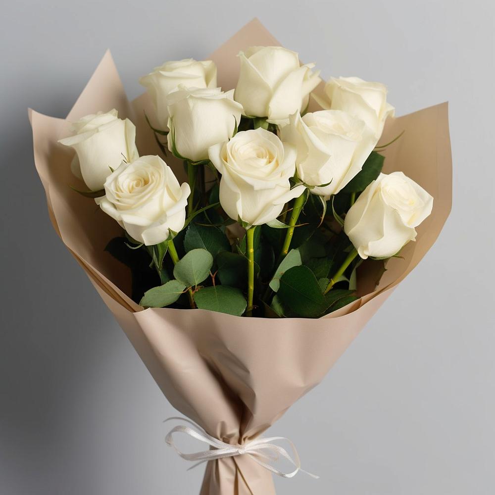 Букет 9 Белых роз Эдлесс Лав в Заболотье