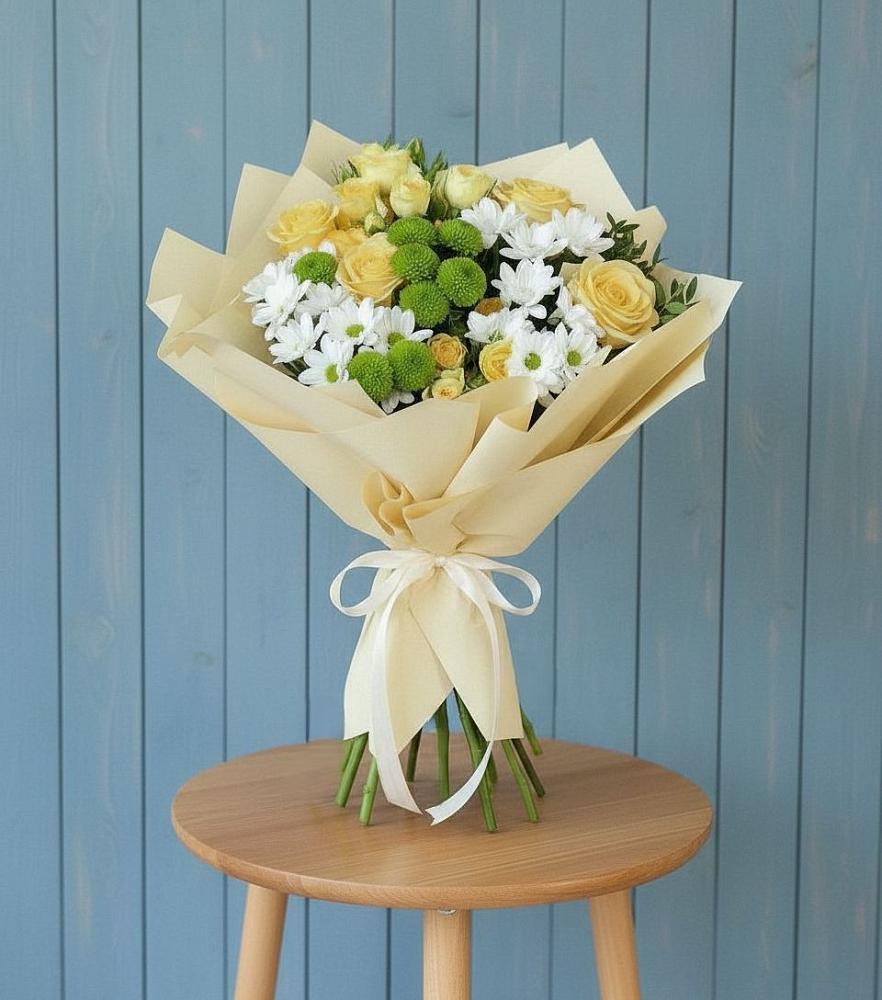 Букет цветов из: Хризантемы и Розы в Заболотье