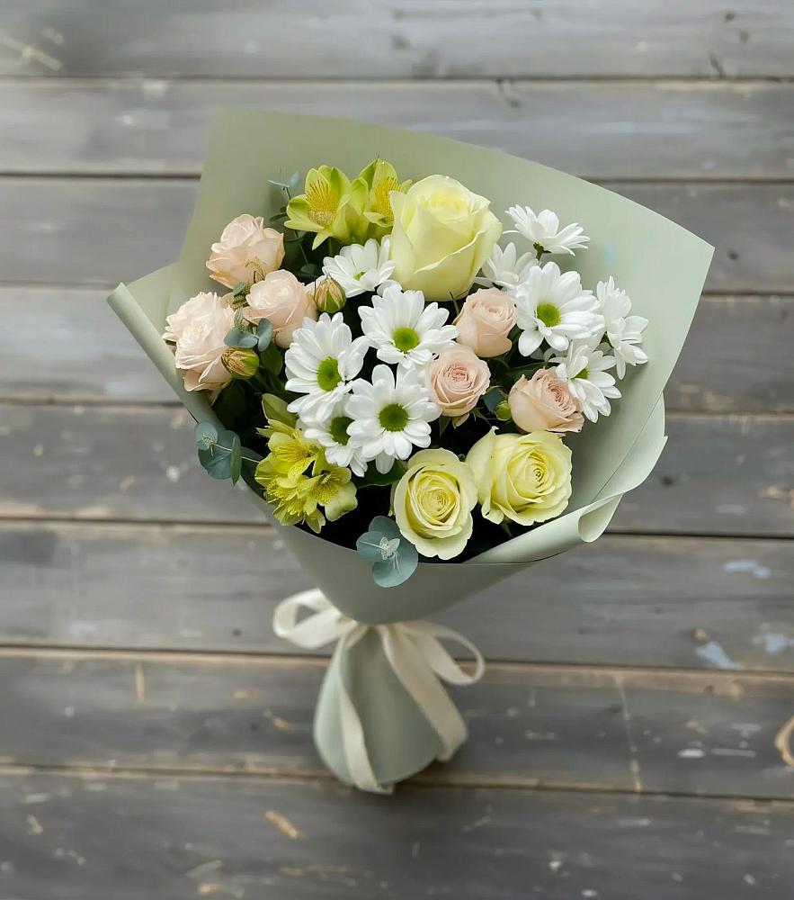 Букет цветов из: Альстромерии, Розы и Хризантемы в Заболотье