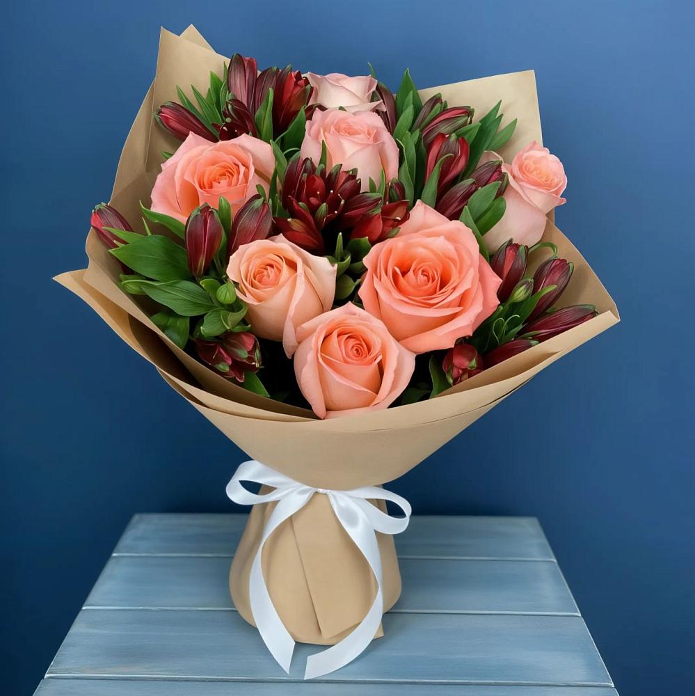 Букет цветов из: Розы и Альстромерии в Заболотье