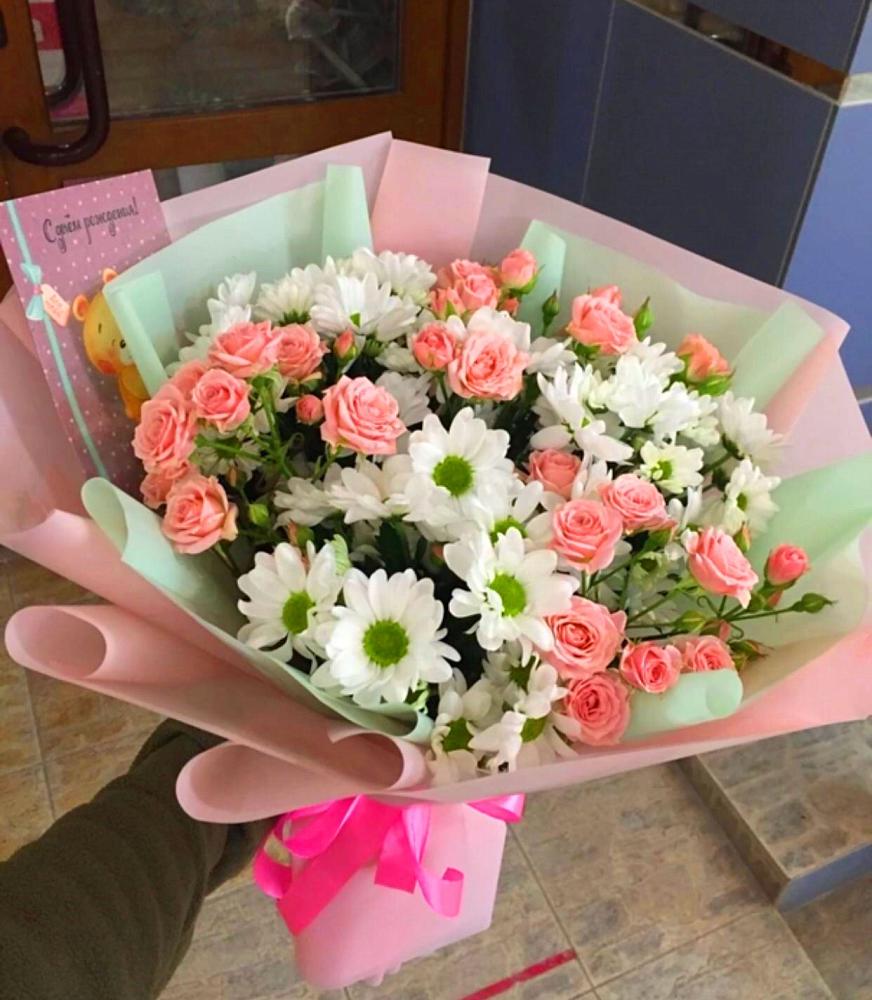 Букет цветов из: Розы и Хризантемы в Заболотье