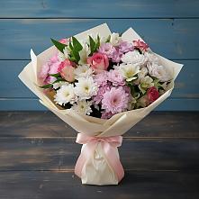 Букет цветов из:  Хризантемы, Альстромерии и Розы #REPLACE_PRED# Заболотье