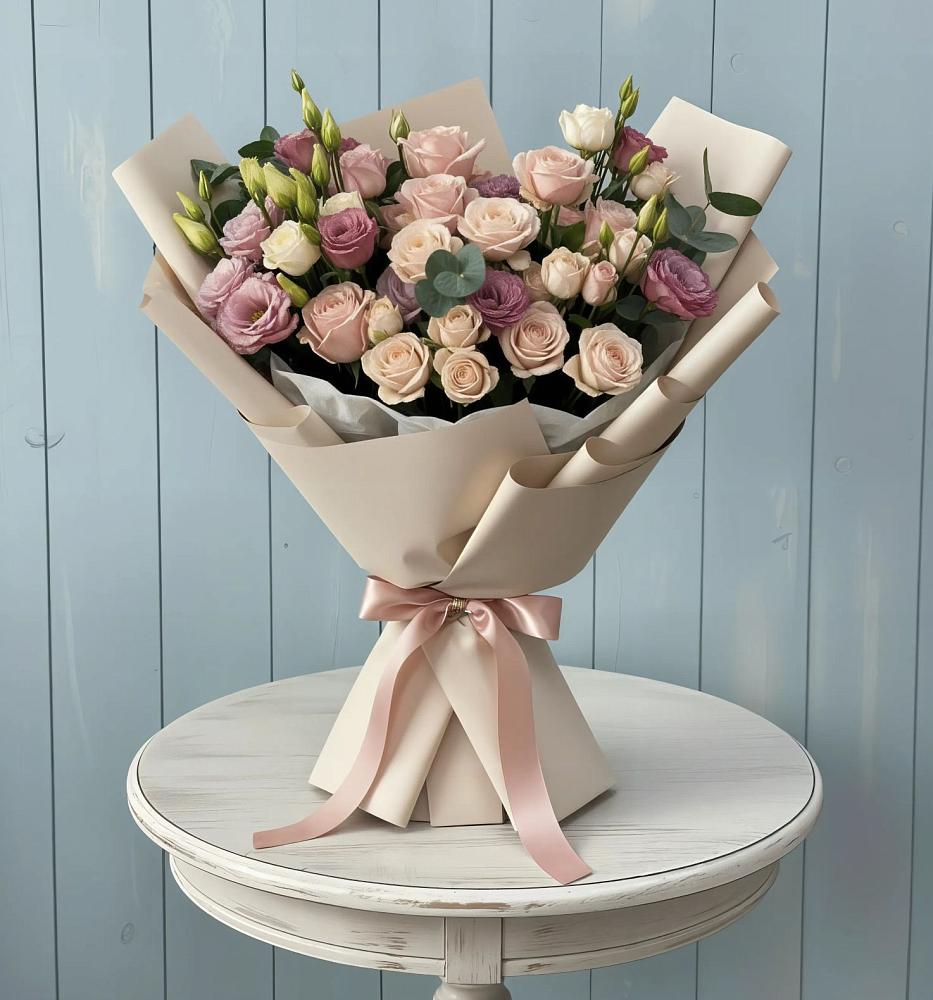 Букет цветов из: Розы и Лизиантусы в Заболотье