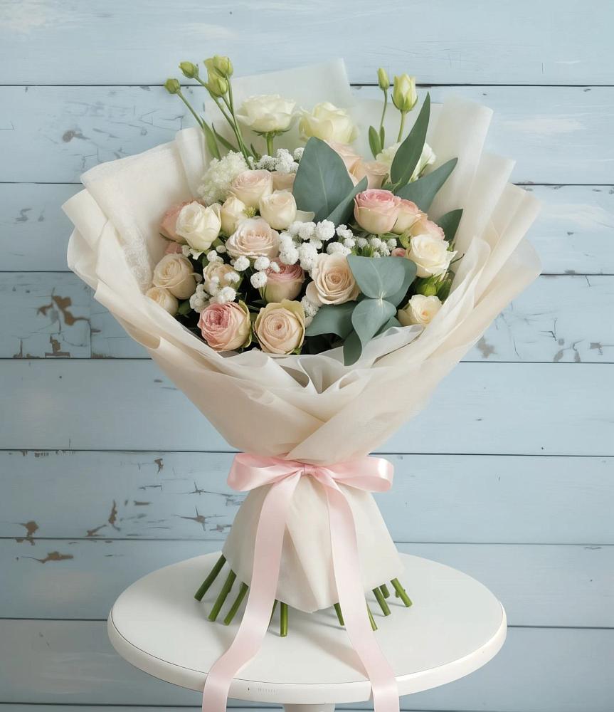 Букет цветов из: Розы и Лизиантусы в Заболотье