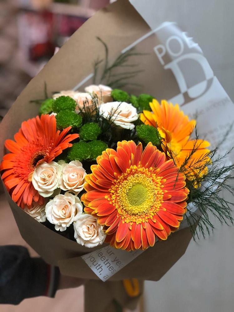 Букет цветов из: Герберы, Хризантемы и Розы в Заболотье